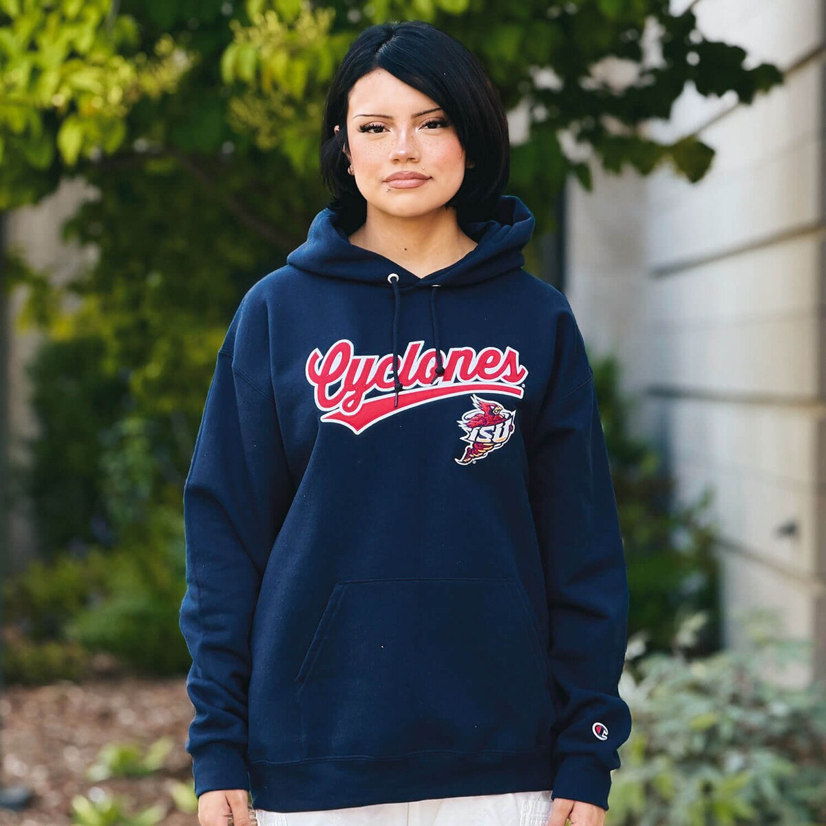 Champion Spirit Collection Cyclones Navy Powerblend Hooded Sweatshirt